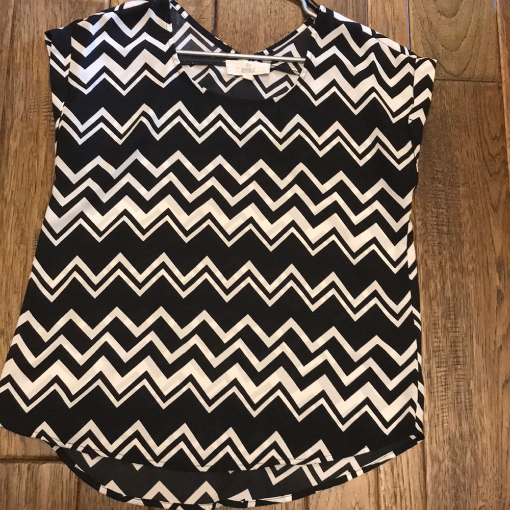 Black and white striped blouse